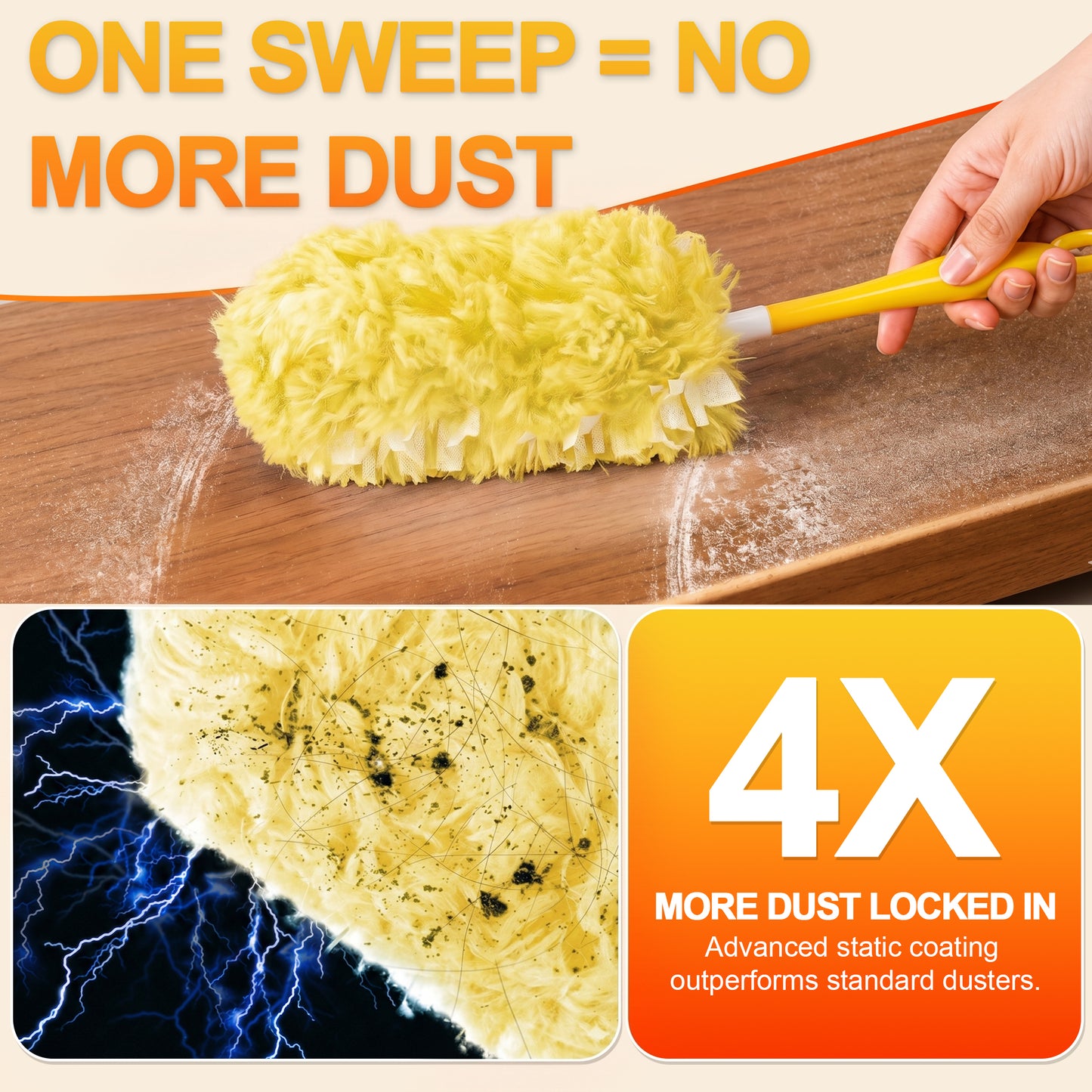 Heavy Duty Duster Refills, 24 pcs with Handle & Extendable Handle*1 , Multisurface 360° Dusters with 4X Microfibers