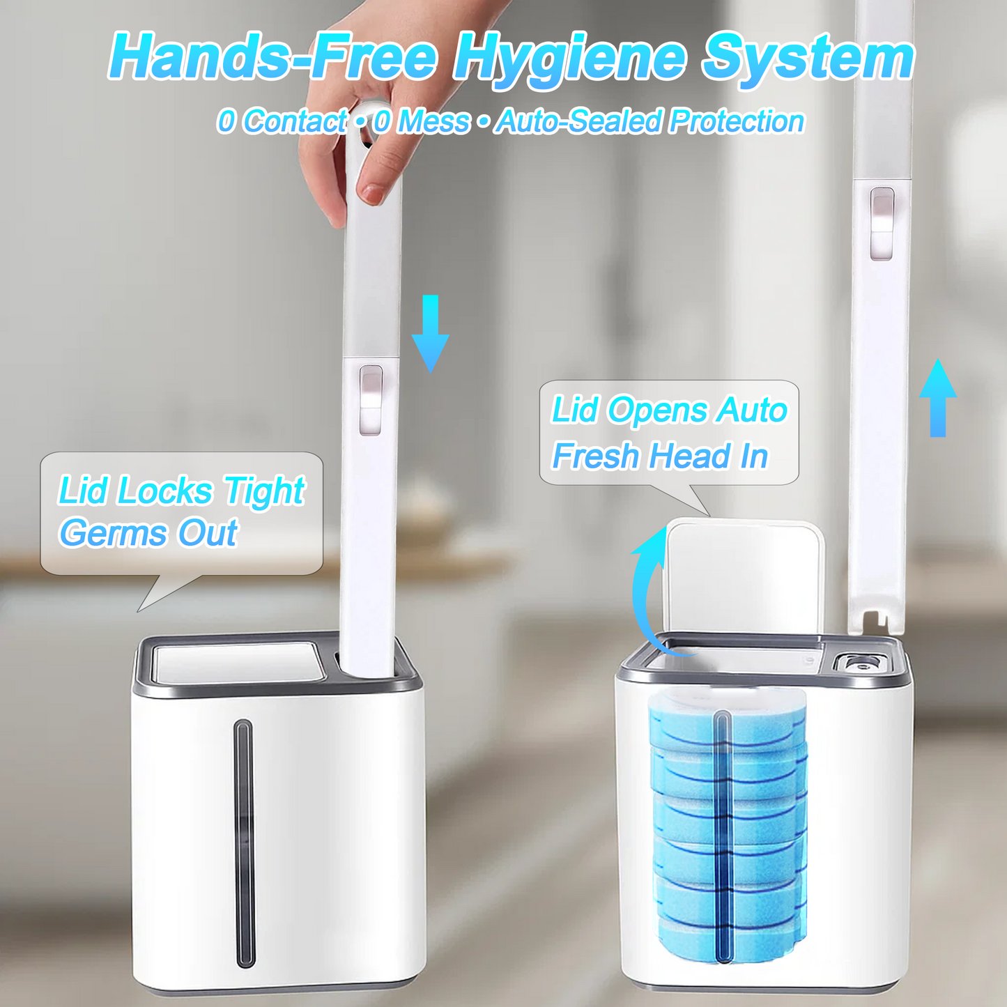 Disposable Toilet Bowl Brush and Holder Cleaning System with Cleanser-Infused Heads (40 Refills)