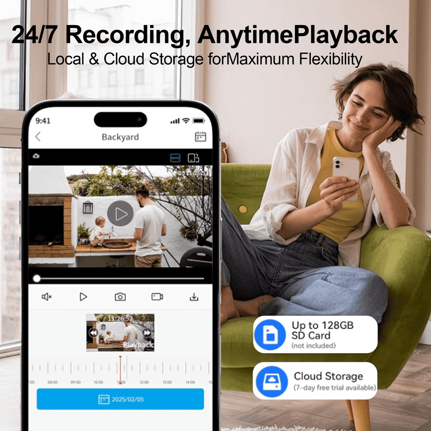 2Pack 4K Indoor/Outdoor Smart Security Camera, 2.4G&5G WiFi with Night Vision, Dual-Screen Display, 2-Way Talk, Human Detection, Motion Tracking, Cloud & SD Card