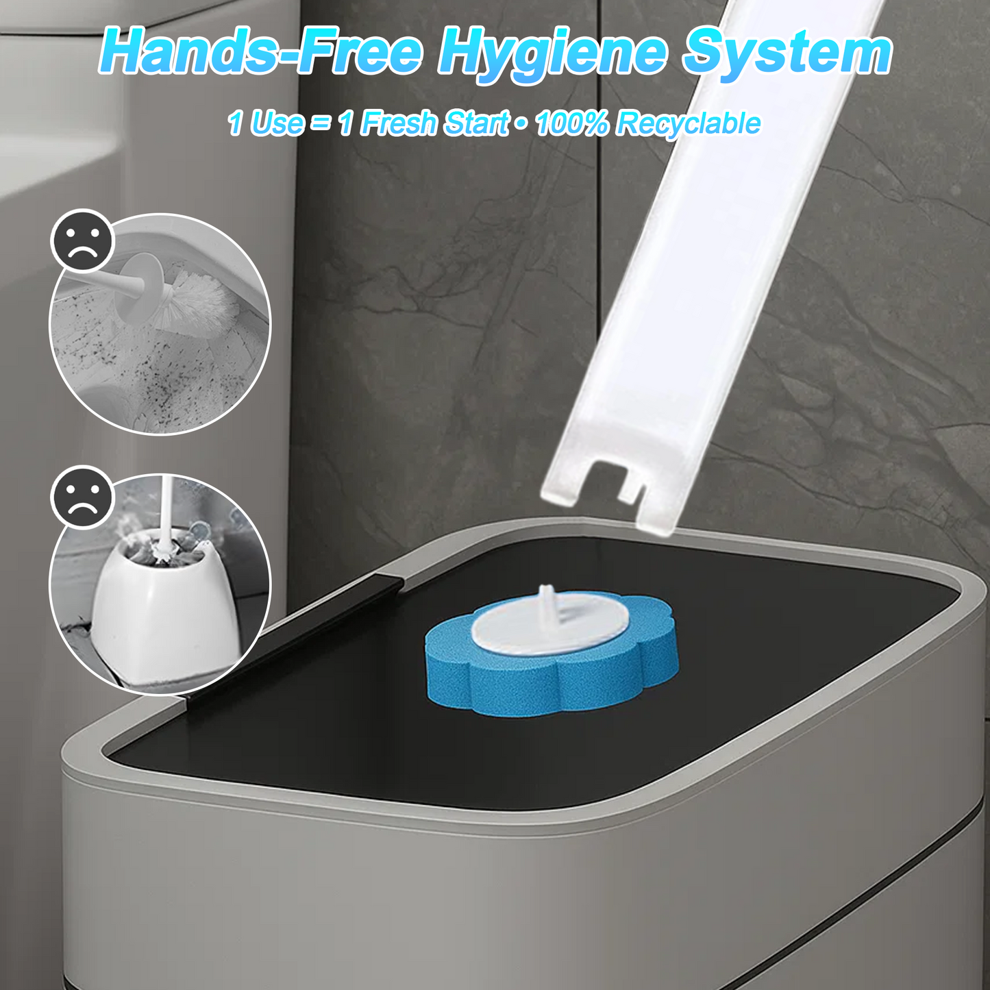 Disposable Toilet Bowl Brush and Holder Cleaning System with Cleanser-Infused Heads (40 Refills)
