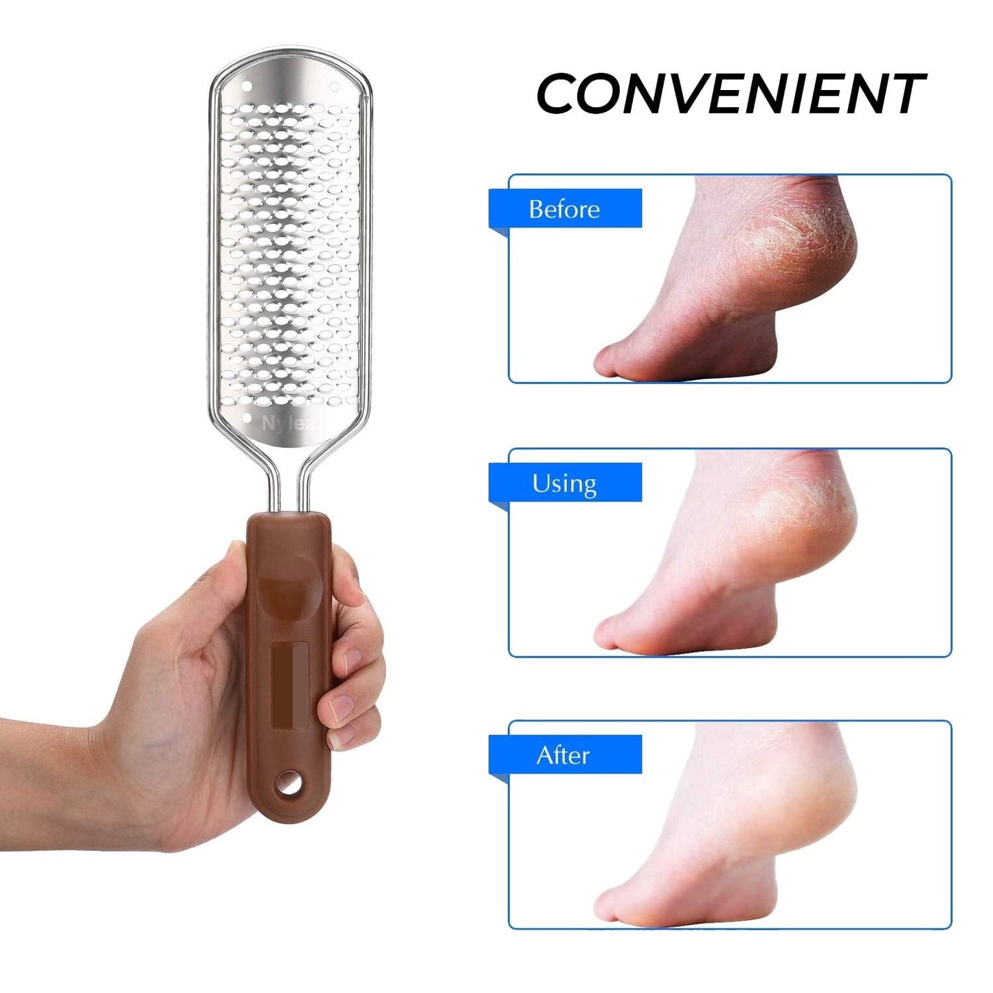 Nylea Foot File Callus Remover, Premium Foot Rasp to Remove Hard Skin on Both Wet/Dry Feet. Professional Stainless Steel Files Remover Feet Scrubber