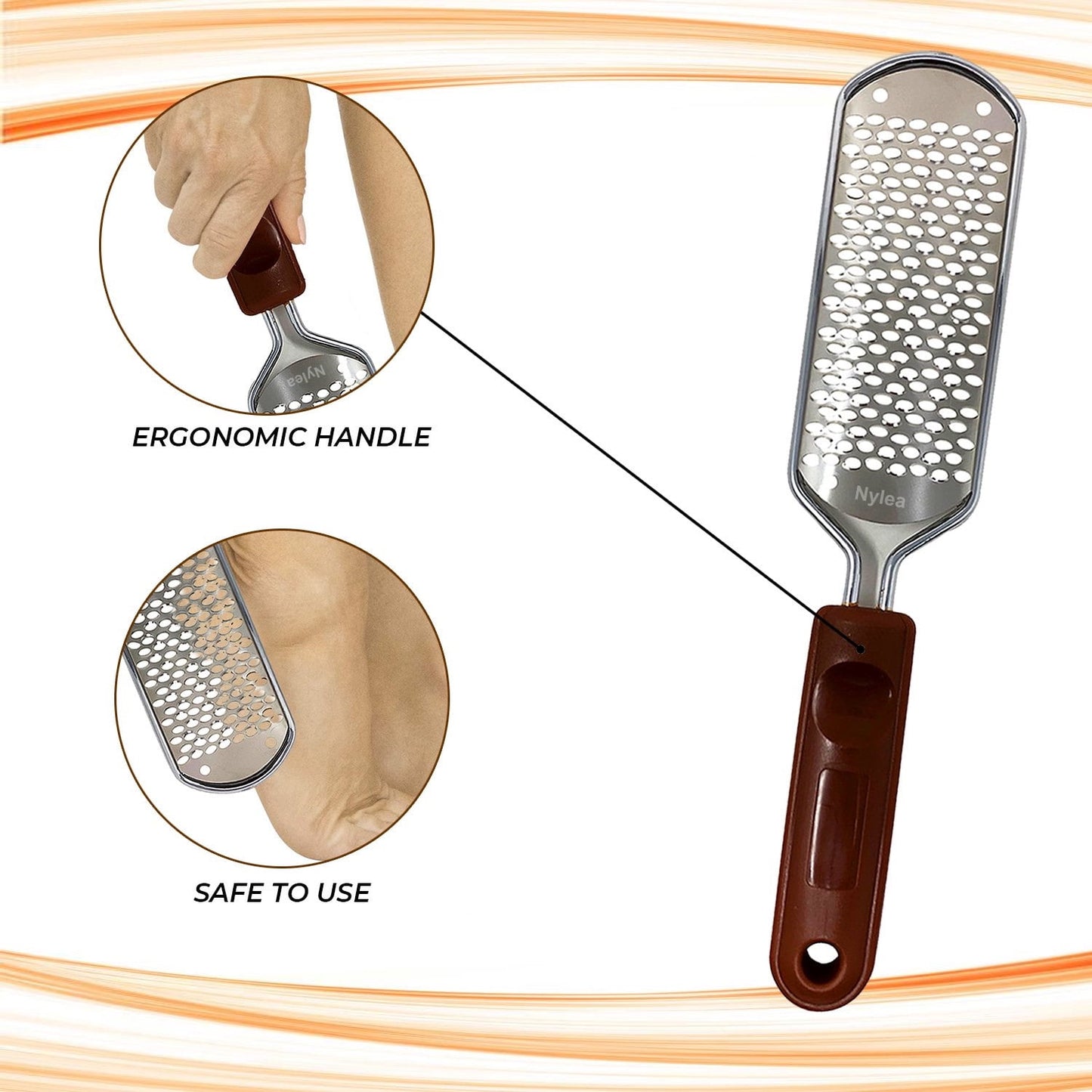 Nylea Foot File Callus Remover, Premium Foot Rasp to Remove Hard Skin on Both Wet/Dry Feet. Professional Stainless Steel Files Remover Feet Scrubber