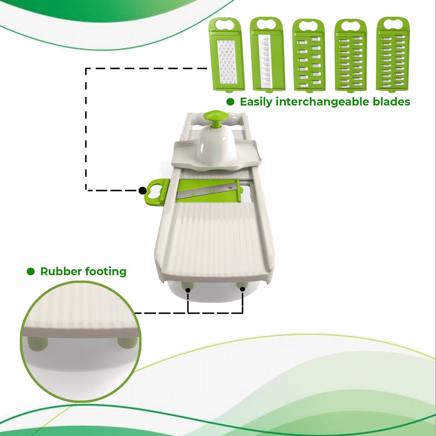 Zekpro Mandoline Slicer, Premium Vegetable Chopper Beside 8 Interchangeable Blades