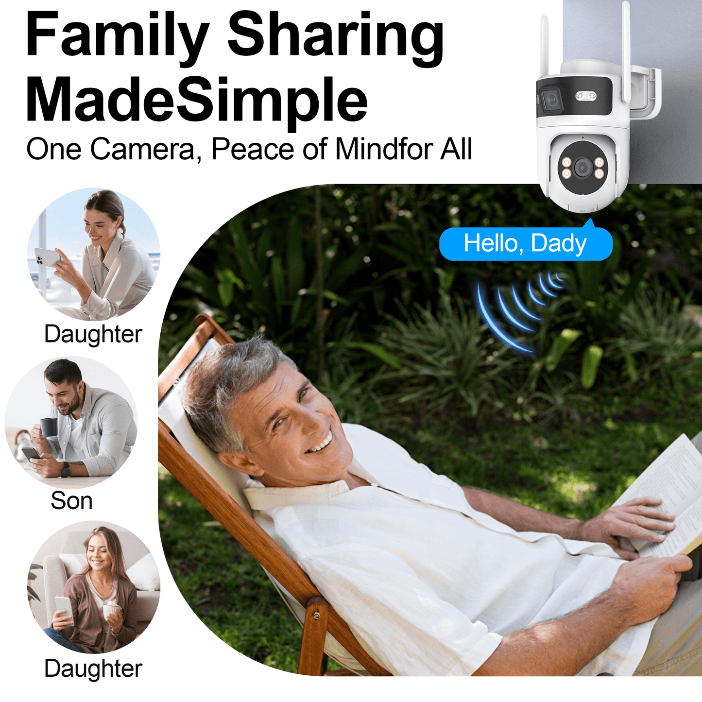 4K Indoor/Outdoor Smart Security Camera, 2.4G&5G WiFi with Night Vision, Dual-Screen Display, 2-Way Talk, Human Detection, Motion Tracking, Cloud & SD Card