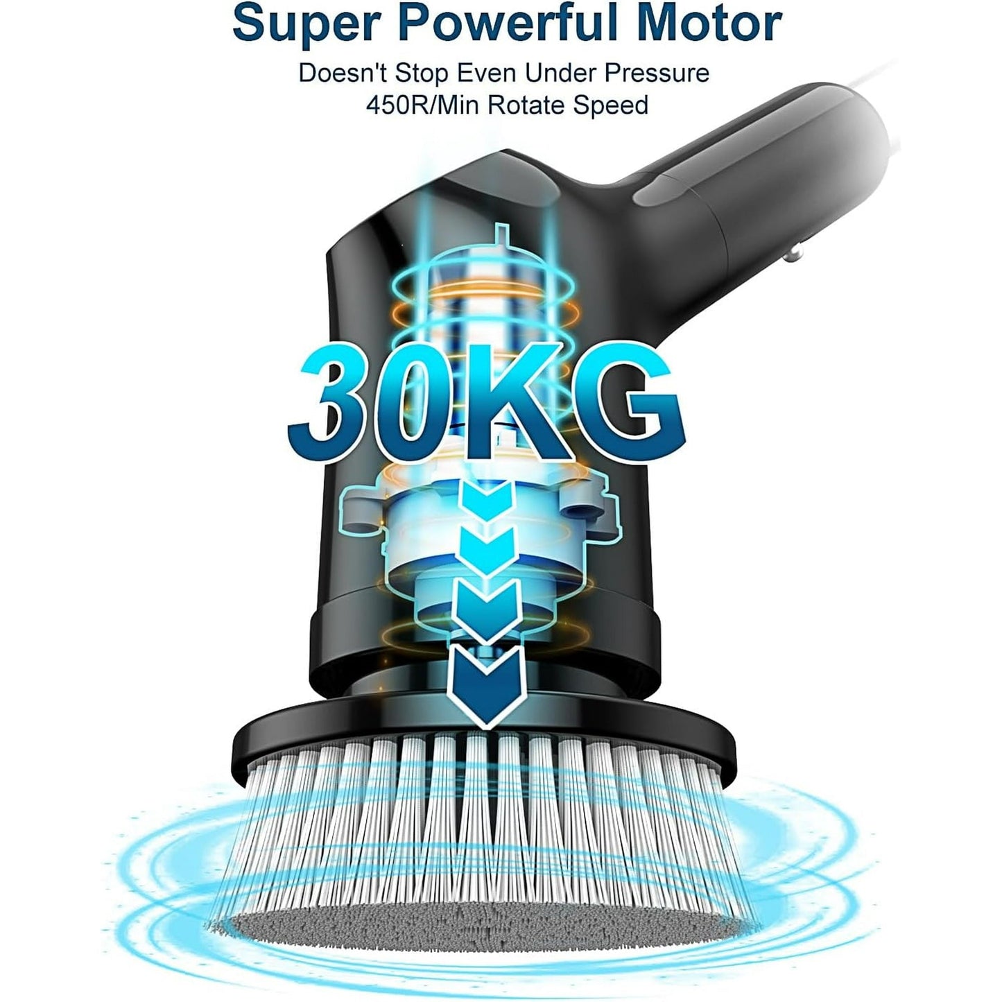 Electric Spin Scrubber, 8 Replaceable Brush Heads, 54.7 inch Adjustable Extension Arm,Cordless Household Cleaning Brush for Bathroom Tub Tile Floor