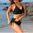 WQD Womens Bikini Set High Waisted 2 Piece Swimsuits Tummy Control Bathing Suits Crisscross Tie Back Push Up Bikinis Drawstring Swimwear
