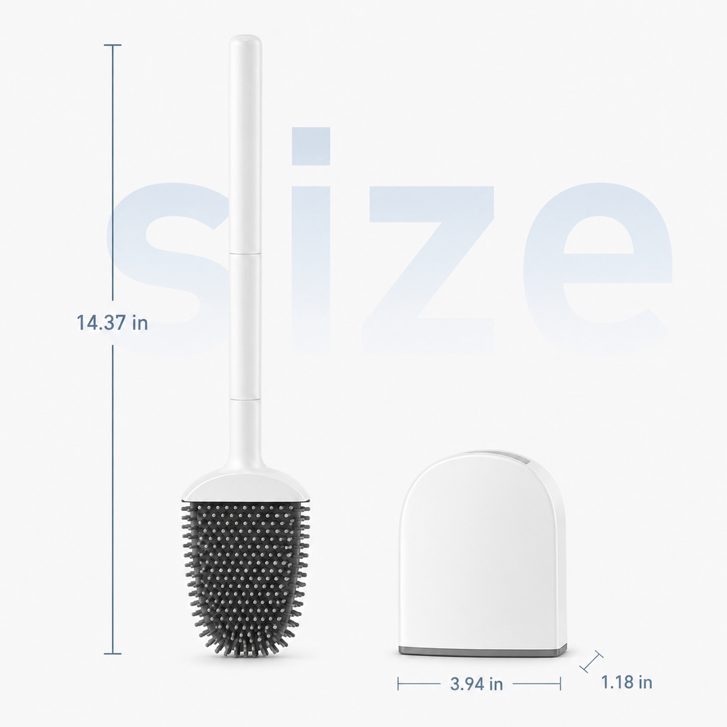 Clnez 2 Pack Toilet Brush Set, Wall-Mounted No-Drill Holder, Non-Scratch TPR Bristles, Compact Ventilated Design for Small Bathrooms, Modern White