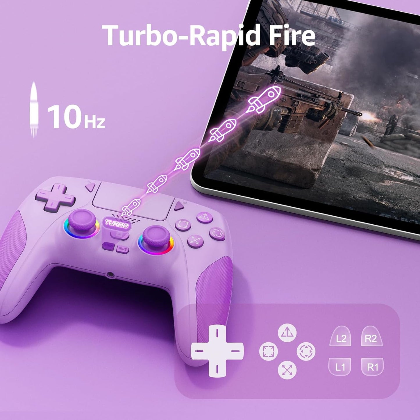 Wireless RGB Controller Compatible with P5/P5 Pro/P5 Slim with Dual Vibration & Six-Axis Sensor