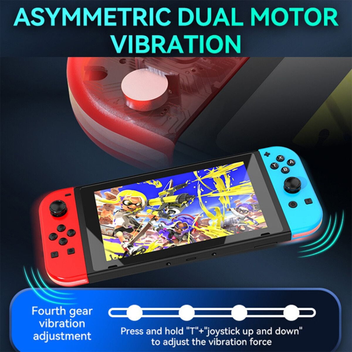 Colorfish Game Controller for Nintendo Switch With LED, Neon Red/Blue