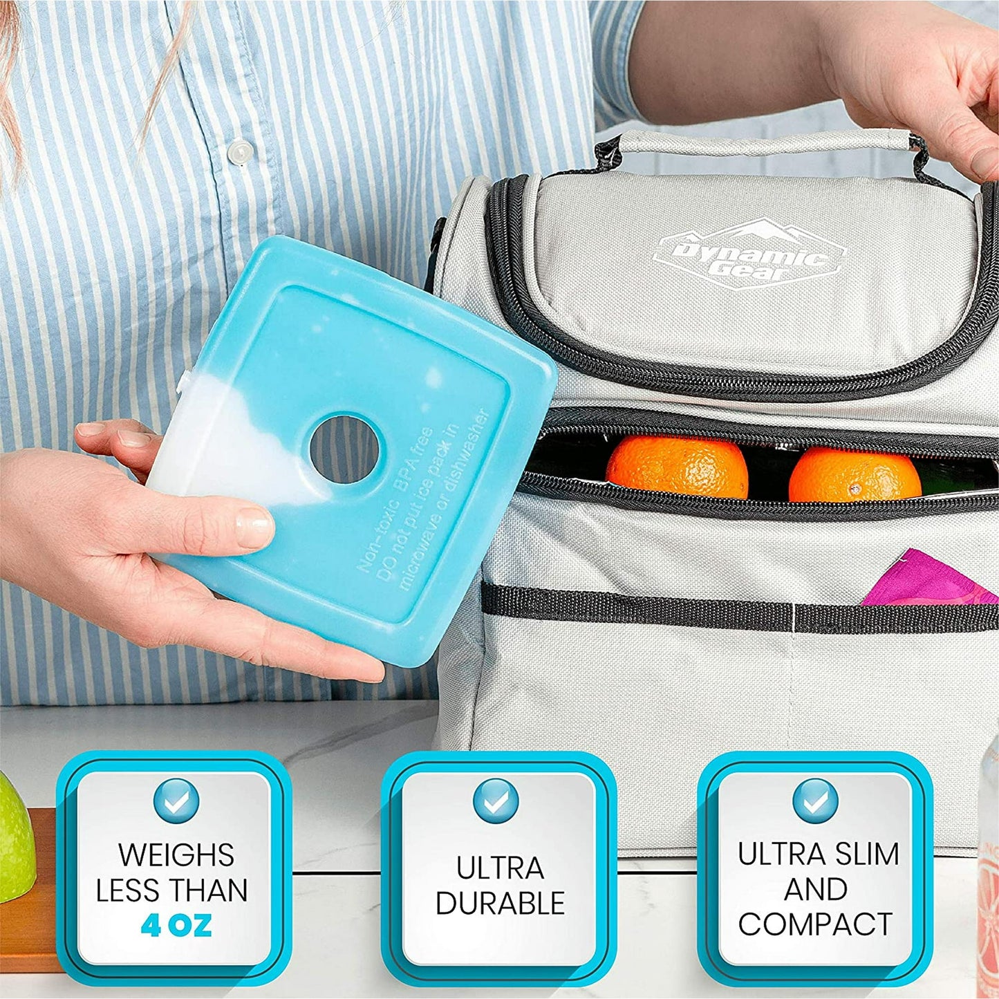 Staycool Dynamic Gear Bolsa de Hielo Reutilizable (Paquete de 6) para Lonchera: Bolsas Frías para Congelador Delgadas y Livianas para Refrigeradores, Loncheras y Camping/paquete de Hielo Reutilizable, Bolsas de Hielo para Loncheras（868478000409）