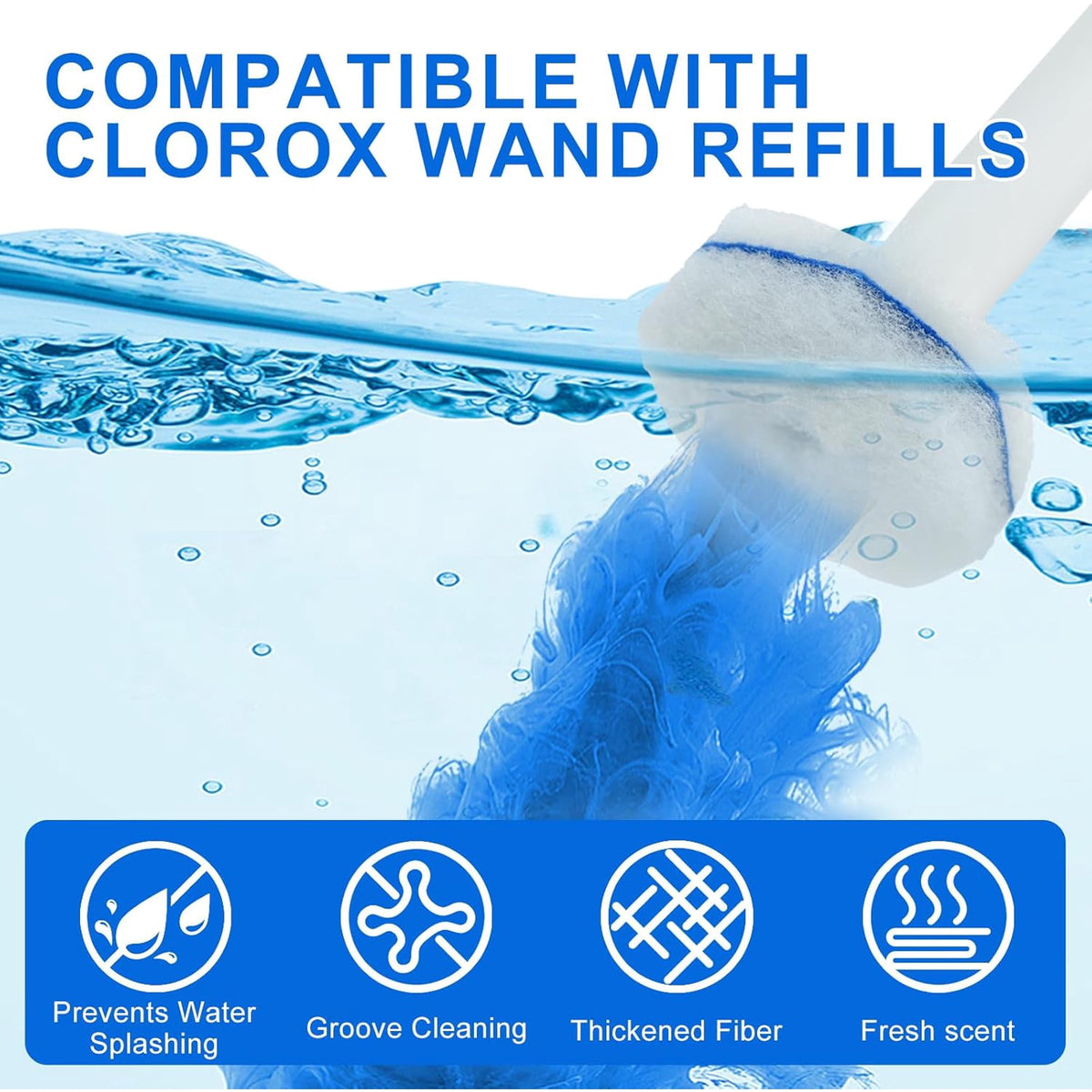60 Pack Disposable Toilet Brush Refills Compatible with Clorox Toilet Wand, Upgraded Microfiber Cleaning Heads, 3-Layer Toilet Scrubber Pads for Deep Cleaning (Handle Not Included)