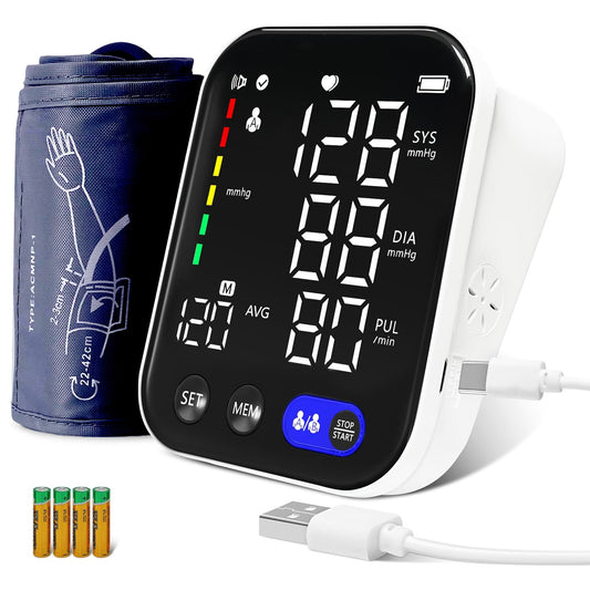 Auzui Blood Pressure Monitor ,UMMLUV Upper Arm Blood Pressure Monitor BP Machine, Accurate Automatic High Blood Pressure Machine with USB Cable, Pulse Rate Monitor for Home Use