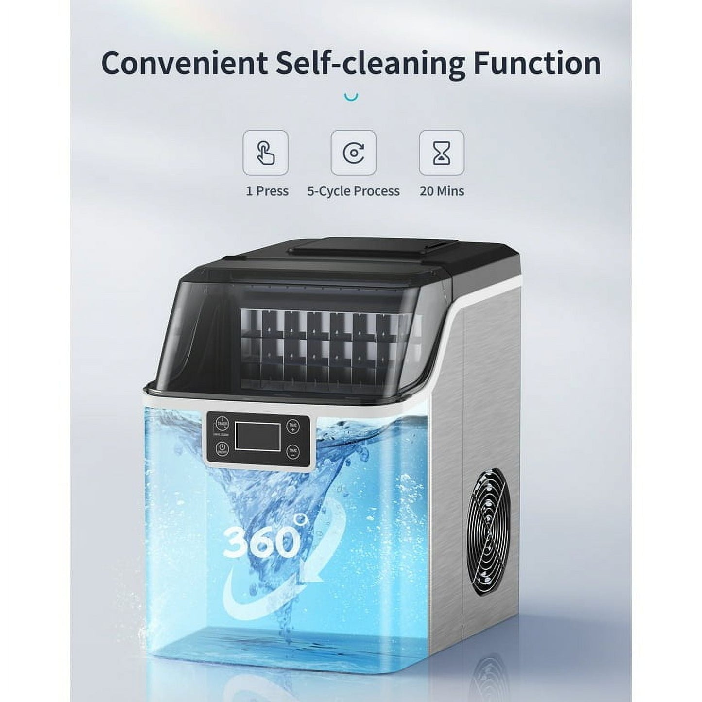 Ecozy EZ-IM-SS440A-USSV0 Countertop Ice Maker, 44lbs per Day