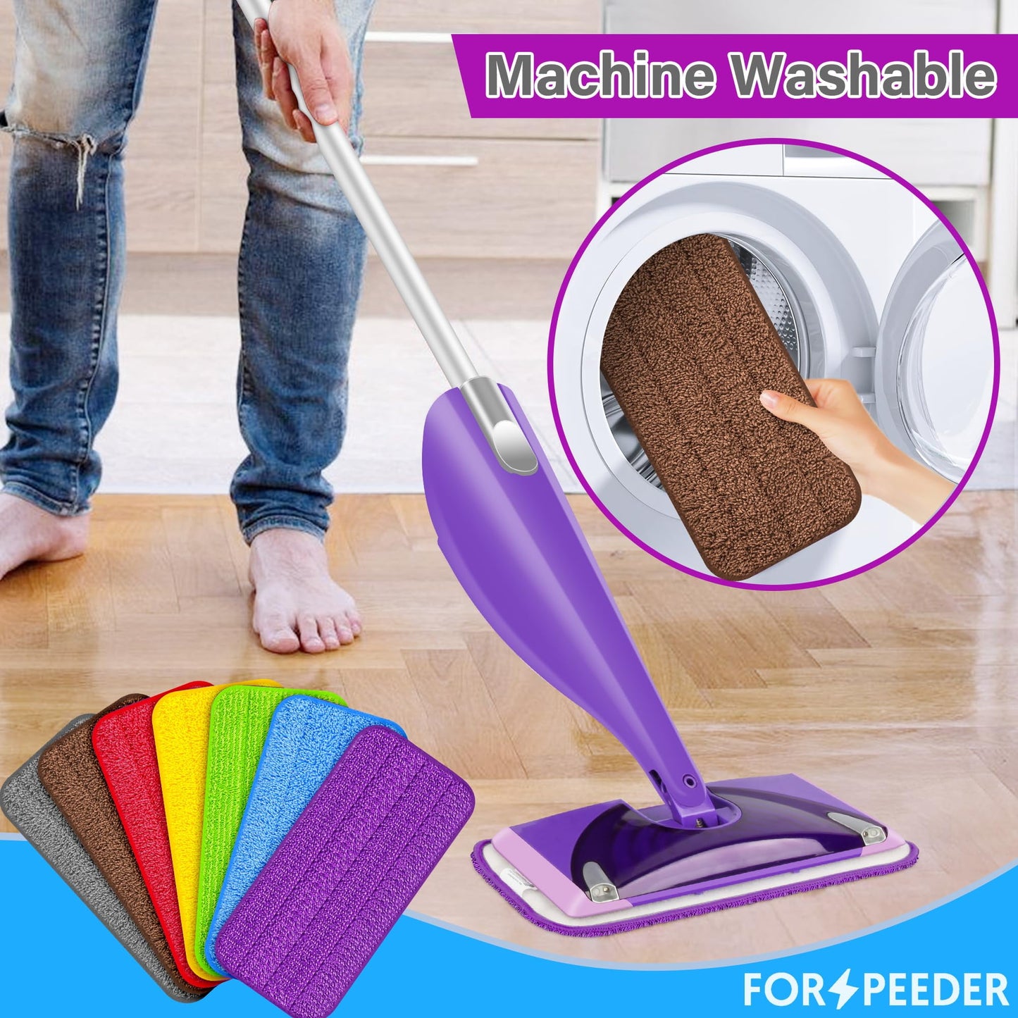 6-Pack Reusable Mop Pads for WetJet – Machine Washable Microfiber Wet Mop Refills for 12" Spray Mops – Durable Cleaning Pads for Hardwood, Tile, Laminate & More – Washable 100+ Times