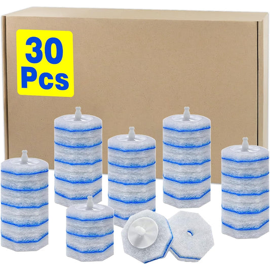 30 Pack Disposable Toilet Brush Refills Compatible with Clorox Toilet Wand, Upgraded Microfiber Cleaning Heads, 3-Layer Toilet Scrubber Pads for Deep Cleaning (Handle Not Included)