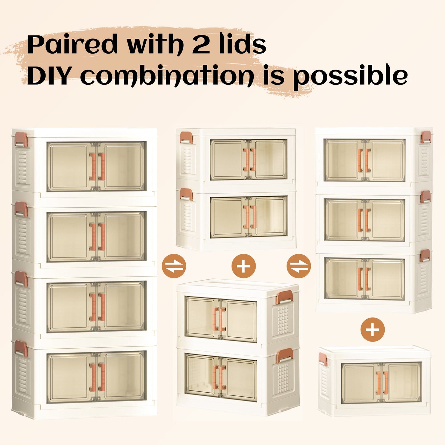 4-Pack Stackable Storage Bins with Clear Doors and Lids - 4-Tier Organizer for Office, Home, or Classroom - Space-Saving and Durable Desktop Storage Solution