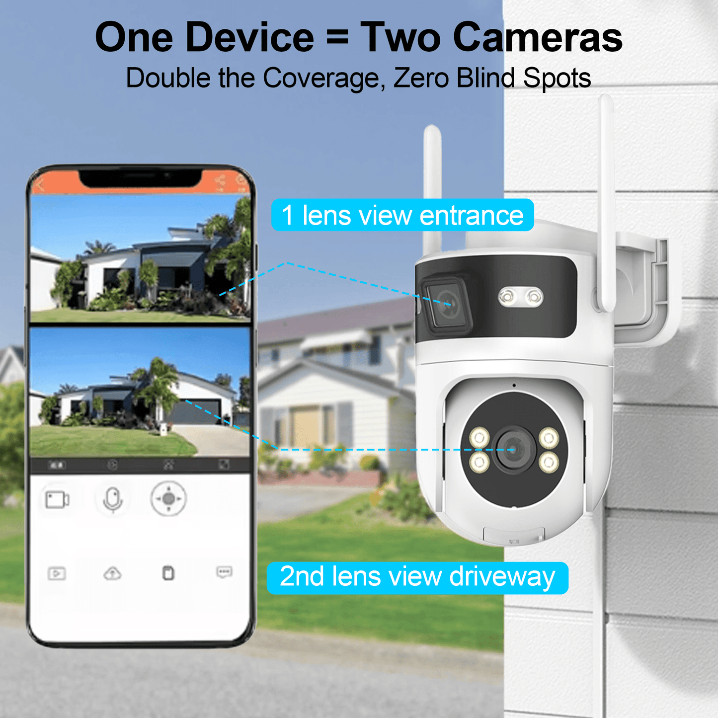 4K Indoor/Outdoor Smart Security Camera, 2.4G&5G WiFi with Night Vision, Dual-Screen Display, 2-Way Talk, Human Detection, Motion Tracking, Cloud & SD Card
