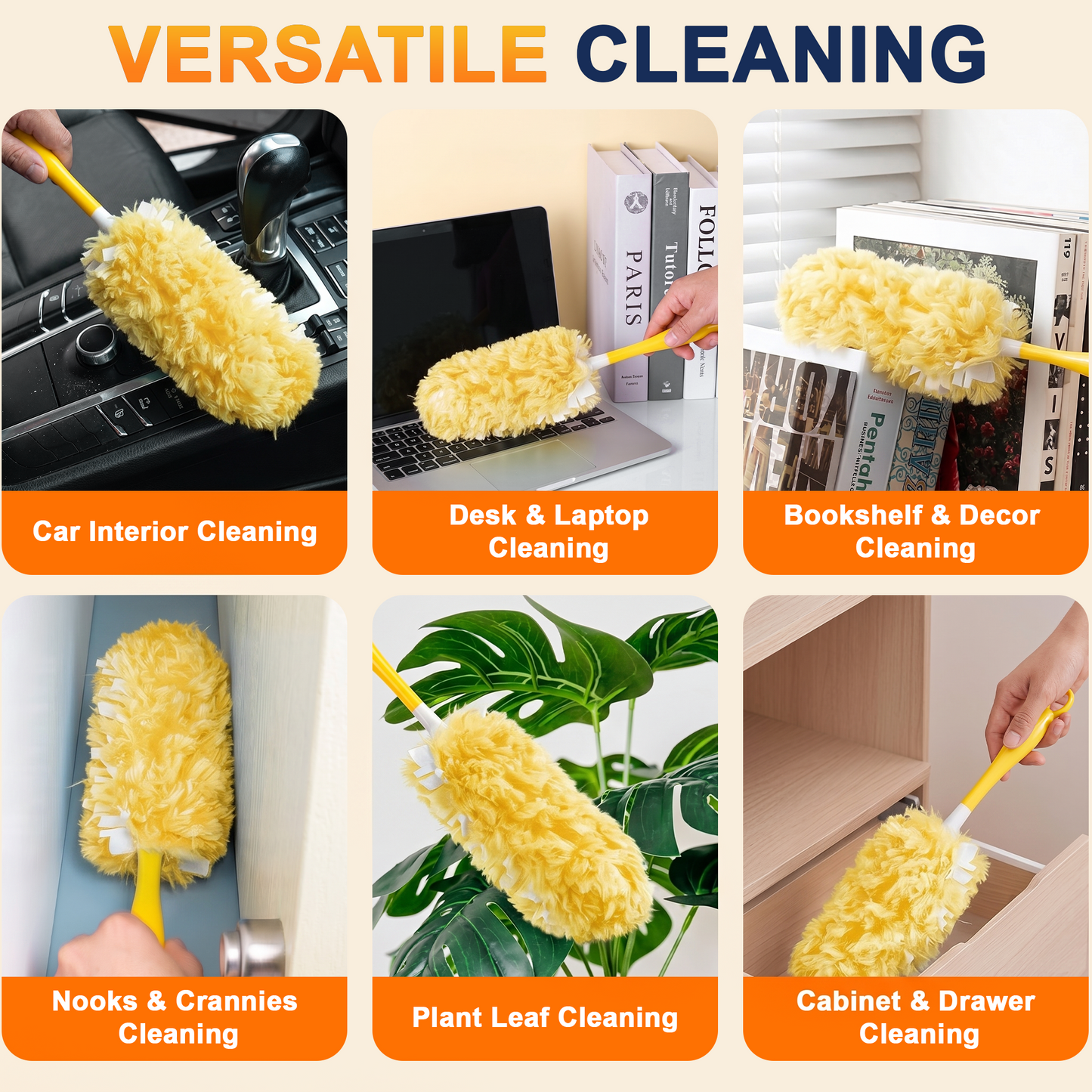 Heavy Duty Duster Refills, 24 pcs with Handle & Extendable Handle*1 , Multisurface 360° Dusters with 4X Microfibers
