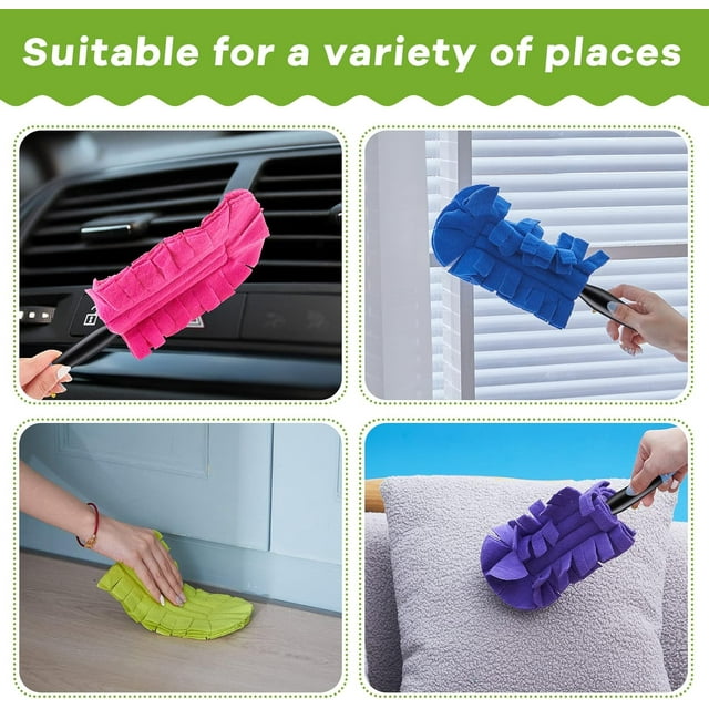 Clnez 12PCS Reusable Duster Refills Compatible with SwifferDuster- Washable Pads for Ceiling Fans, Hardwoods, Windows, Kitchen Floors (Rainbow)