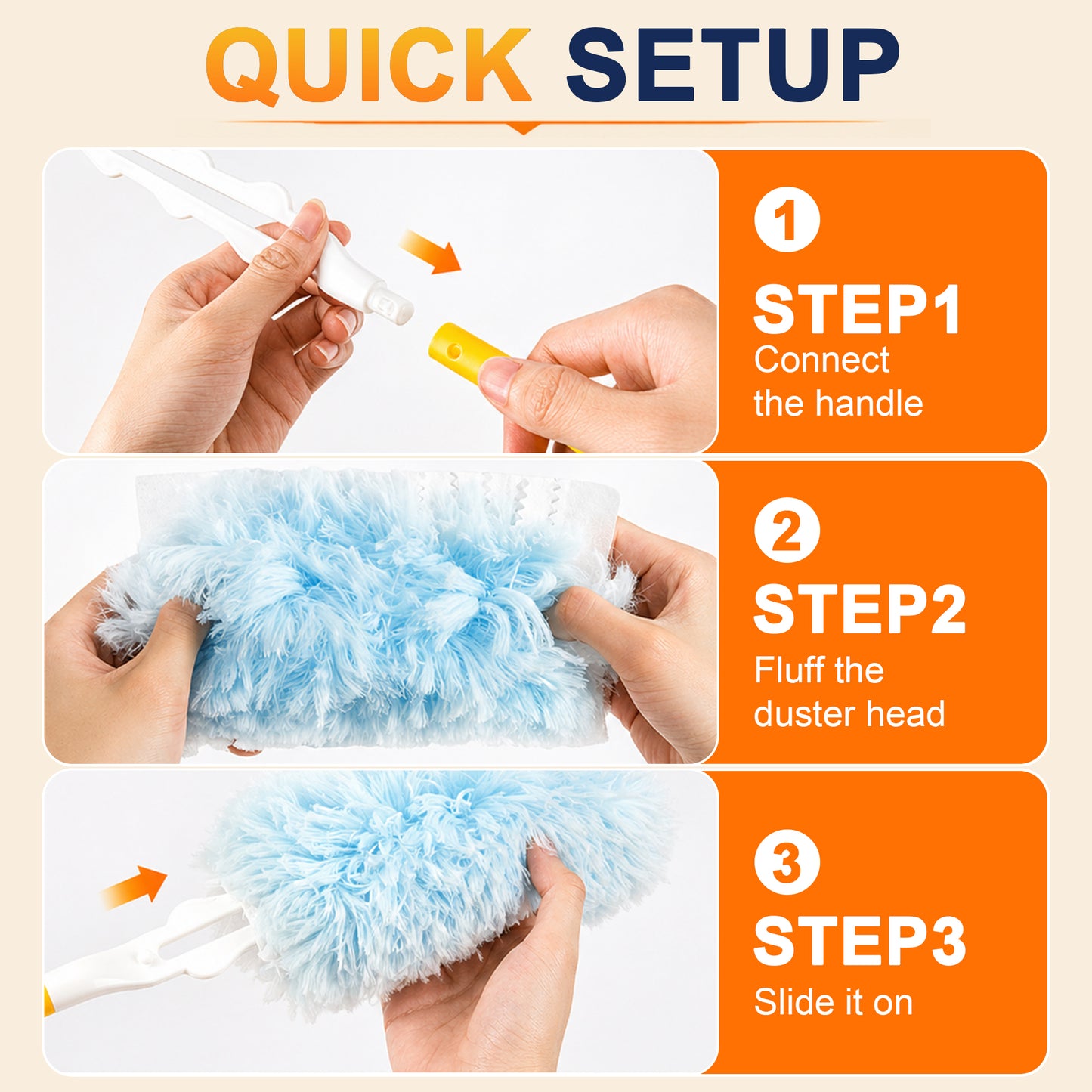 Heavy Duty Duster Refills, 24 Count Duster Refills with Handle, Multisurface 360° Dusters with 4X Microfibers