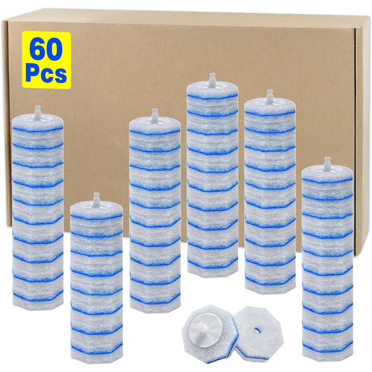 60 Pack Disposable Toilet Brush Refills Compatible with Clorox Toilet Wand, Upgraded Microfiber Cleaning Heads, 3-Layer Toilet Scrubber Pads for Deep Cleaning (Handle Not Included)