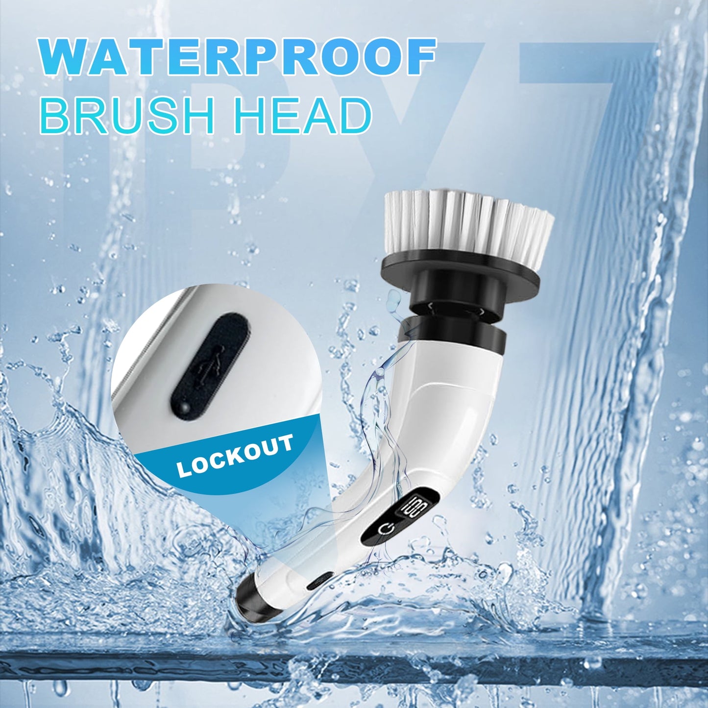 Electric Spin Scrubber - Cordless Cleaning Brush with 7 Heads & Long Handle Power Shower Scrubber for Bathroom Kitchen Tile Floor, White
