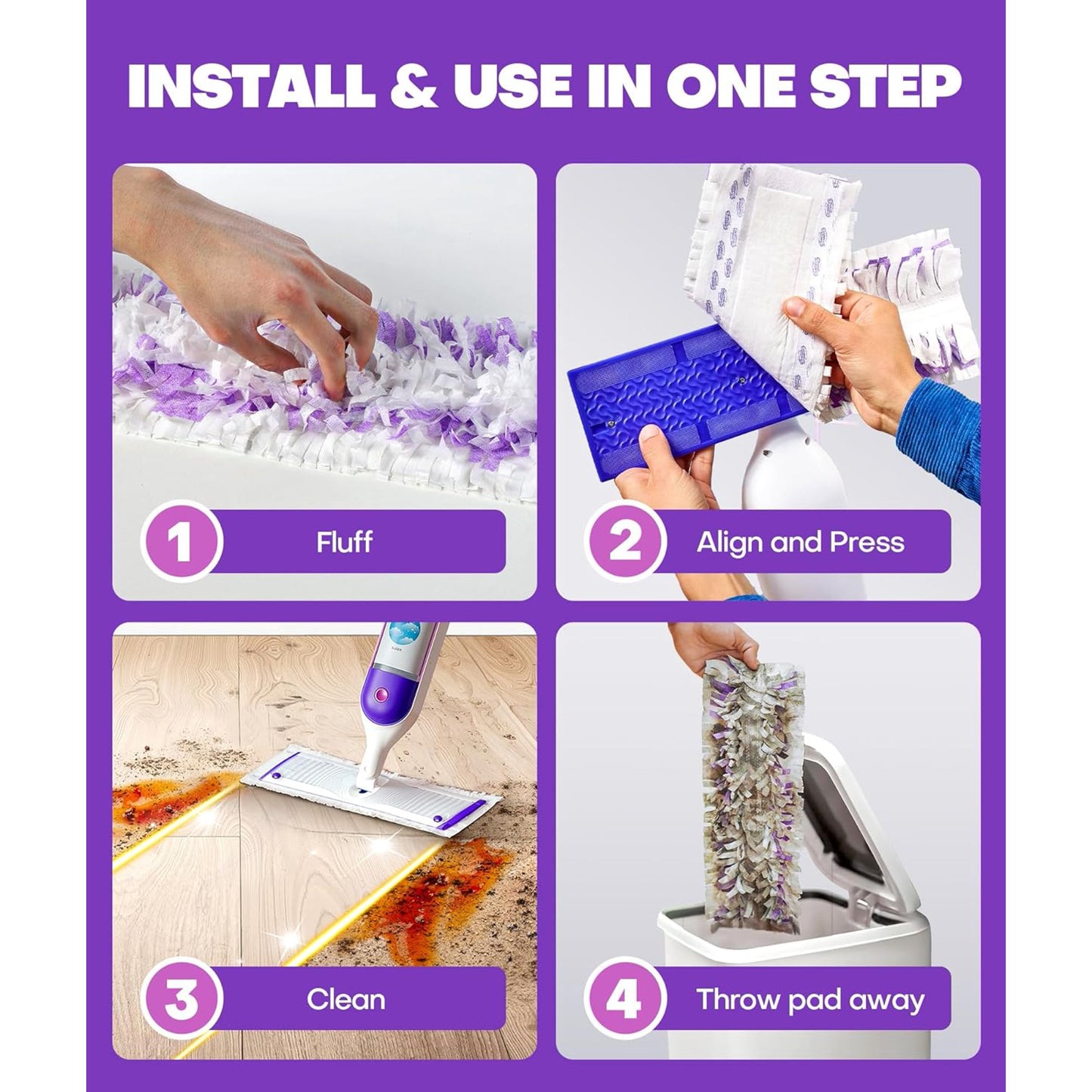 20 Pack Disposable Power Mop Pads for SwifferPower Mop Pads,Compatible with SwifferPower Mop Refills,Thickened Multi-Surface Replacement for SwifferWet Pads Refill on All Finished Floors