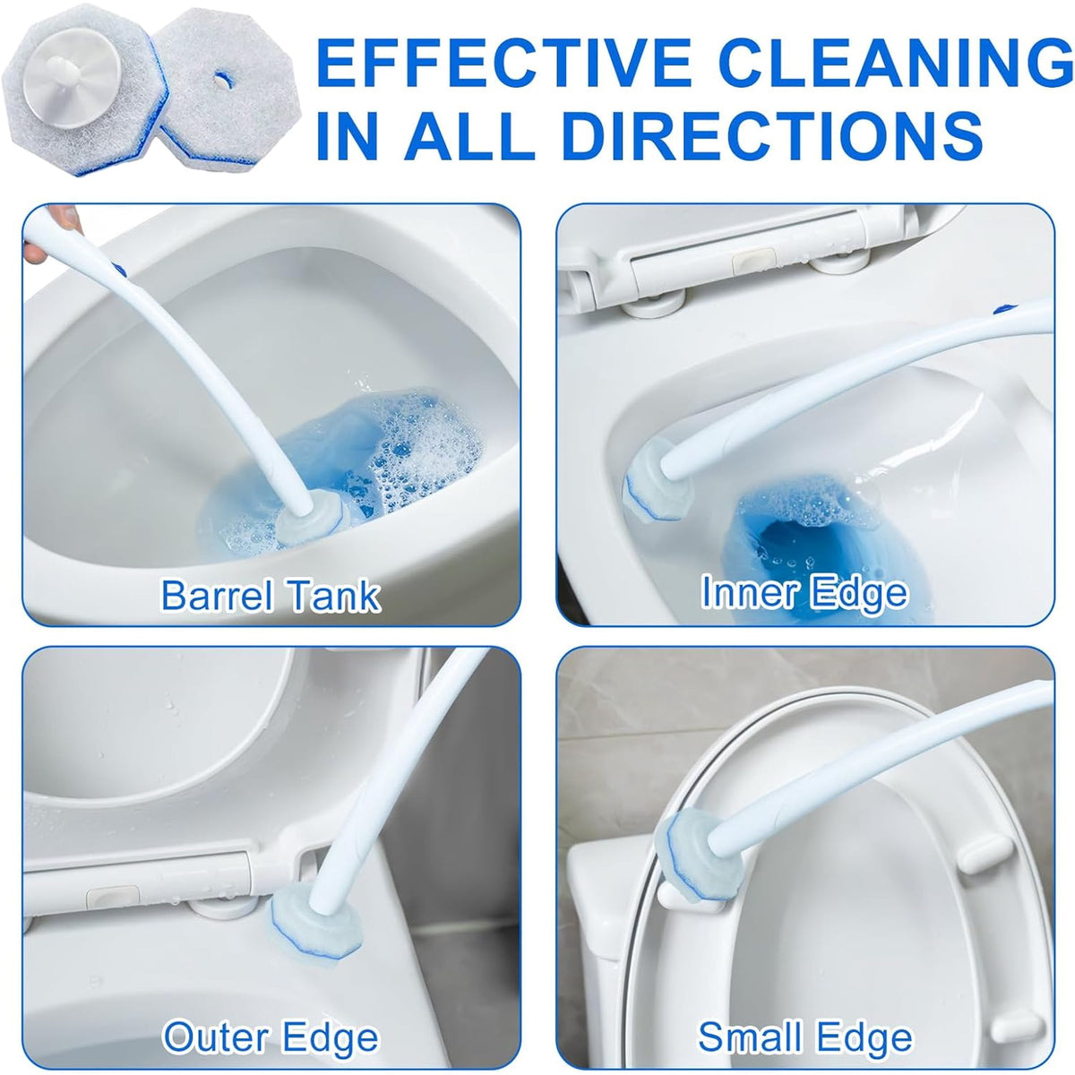 60 Pack Disposable Toilet Brush Refills Compatible with Clorox Toilet Wand, Upgraded Microfiber Cleaning Heads, 3-Layer Toilet Scrubber Pads for Deep Cleaning (Handle Not Included)