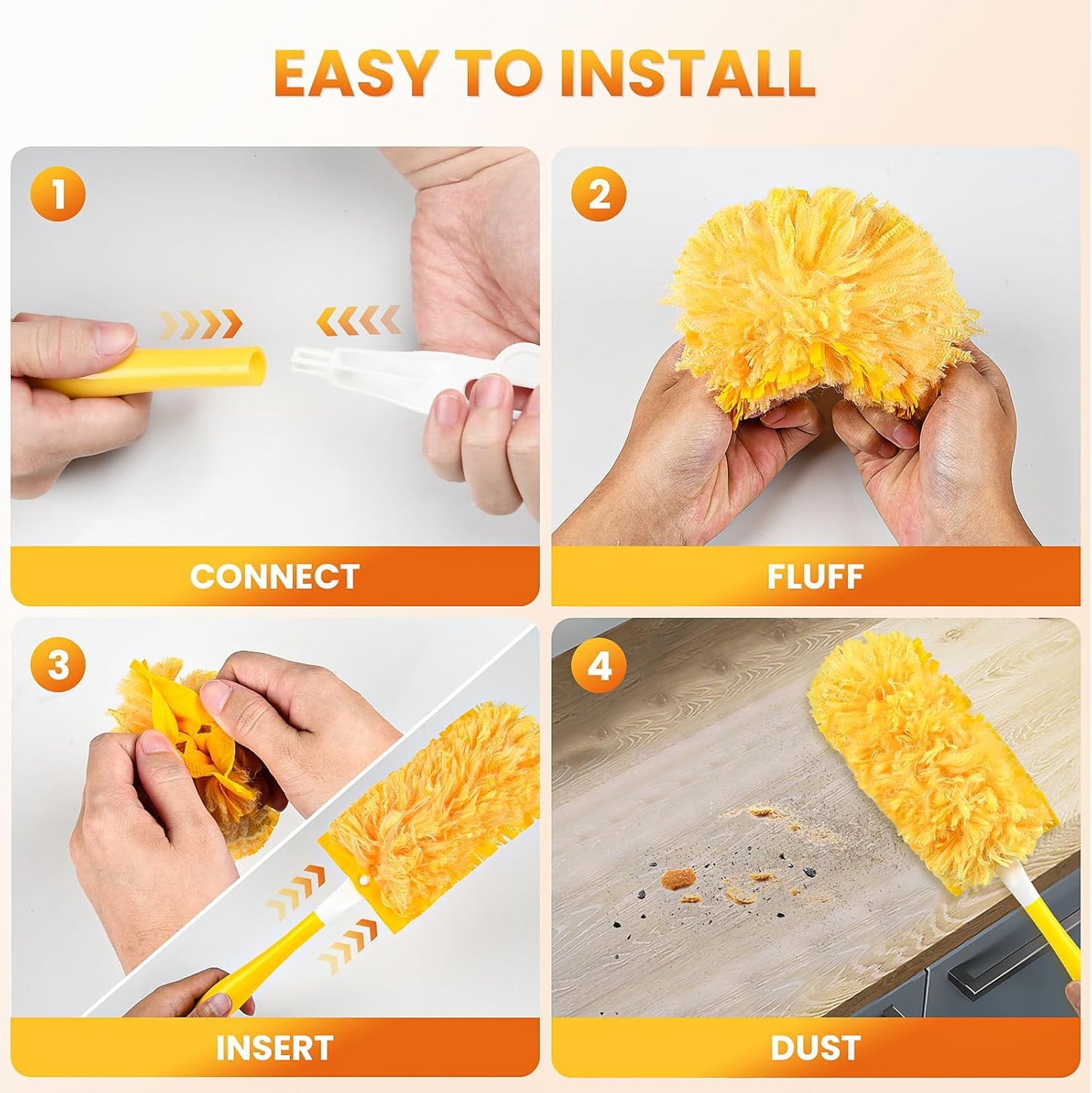 Clnez Duster Refills 360 for Swiffer 50 pcs & Handle & Extendable Handle*1 Disposable Feather Duster Multi Surface Refills