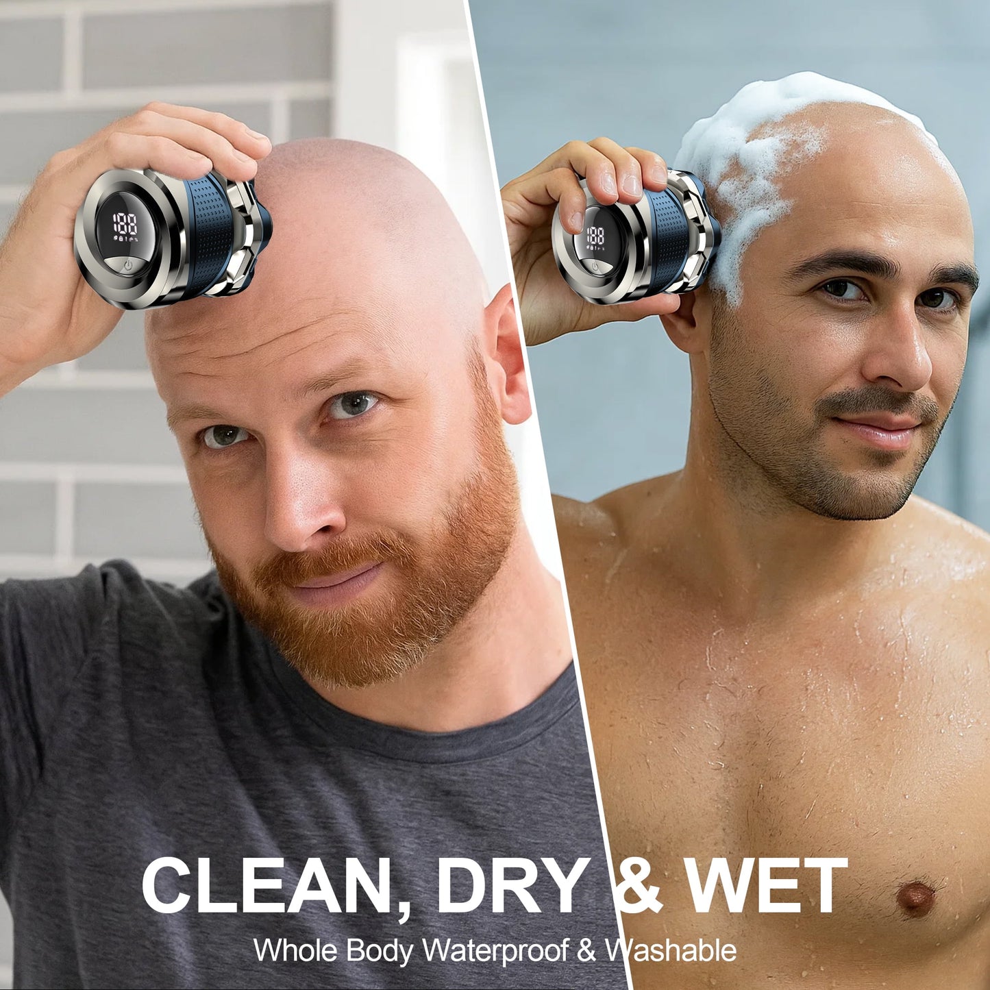 Head Shaver for Bald Men: Electric Bald Razor -IPX7 Wet & Dry Shaving- 7 Floating Heads for Ultimate Comfort - Rechargeable Grooming Kit for Scalp/Face/Beard -Ergonomic Grip