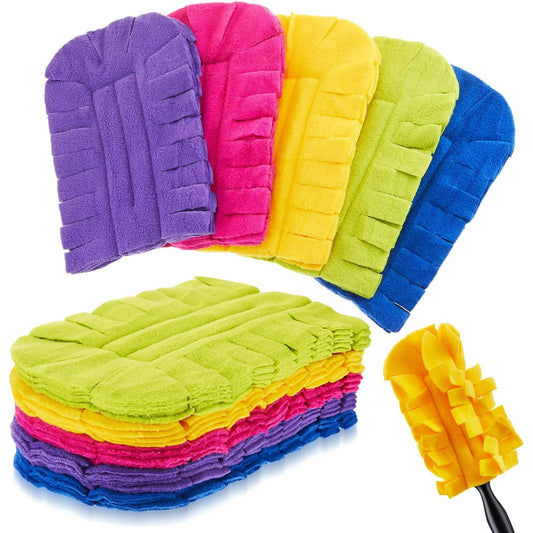 Clnez 12PCS Reusable Duster Refills Compatible with SwifferDuster- Washable Pads for Ceiling Fans, Hardwoods, Windows, Kitchen Floors (Rainbow)