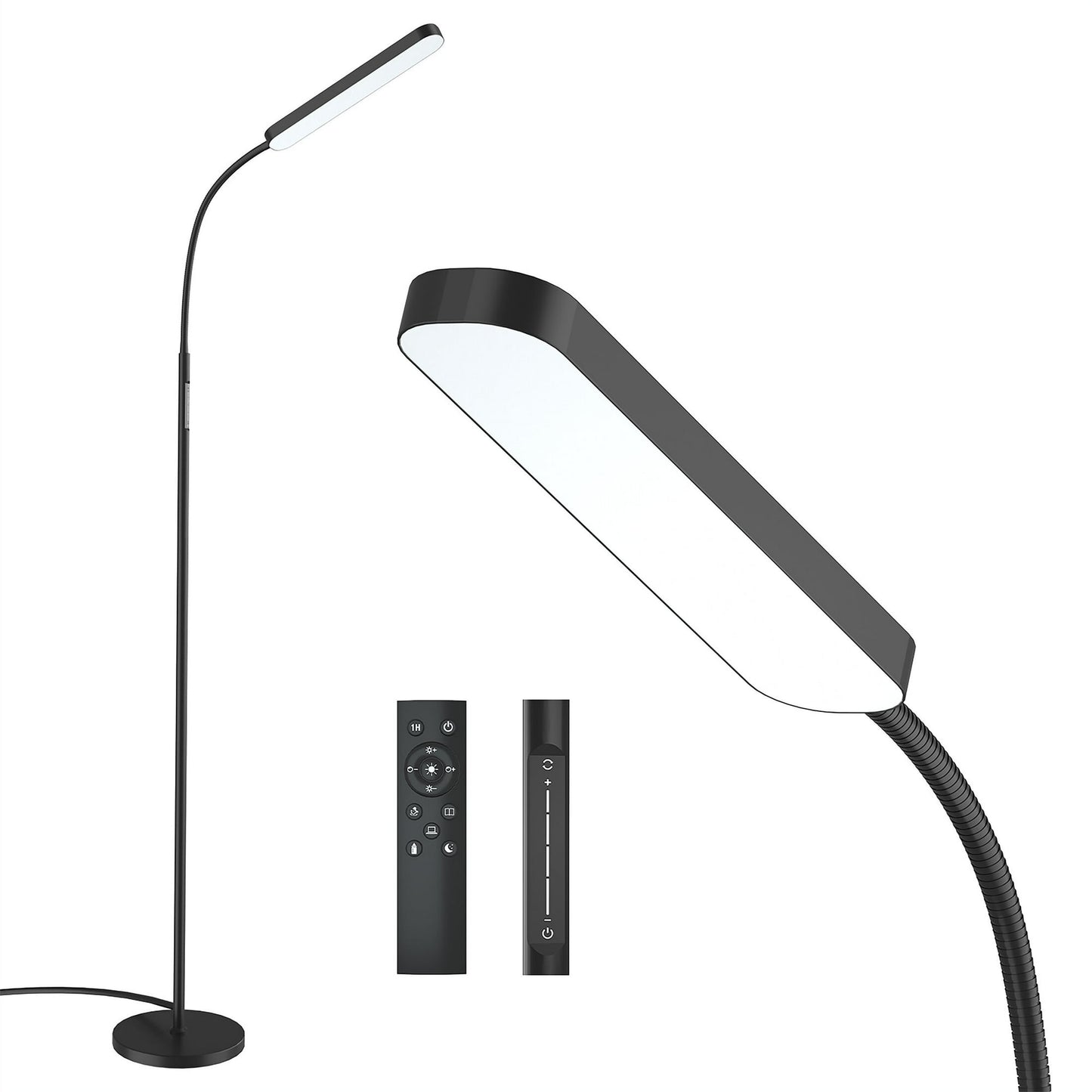 PAZZO Led Floor Lamp with 4 Color Temperature and Stepless Dimmer, Remote and Touch Control Floor Lamp, Adjustable Gooseneck Standing Lamp for Living Room
