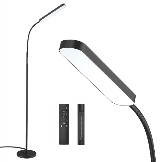 PAZZO Led Floor Lamp with 4 Color Temperature and Stepless Dimmer, Remote and Touch Control Floor Lamp, Adjustable Gooseneck Standing Lamp for Living Room