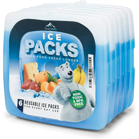 Staycool Dynamic Gear Bolsa de Hielo Reutilizable (Paquete de 6) para Lonchera: Bolsas Frías para Congelador Delgadas y Livianas para Refrigeradores, Loncheras y Camping/paquete de Hielo Reutilizable, Bolsas de Hielo para Loncheras（868478000409）