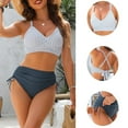 WQD Womens Bikini Set High Waisted 2 Piece Swimsuits Tummy Control Bathing Suits Crisscross Tie Back Push Up Bikinis Drawstring Swimwear