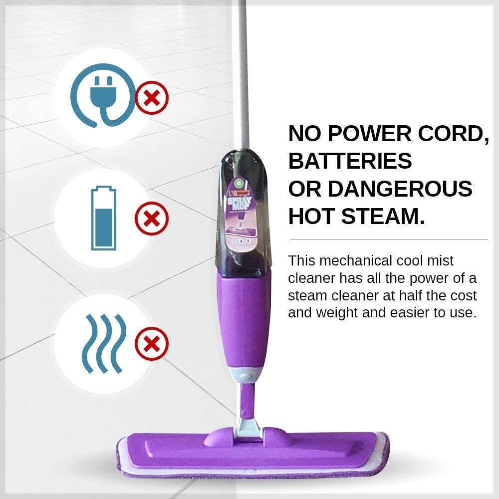 Clnez Floor Spray Mop  Included Refillable 700Ml Capacity Bottle and Reusable Machine Washable Microfiber Pad