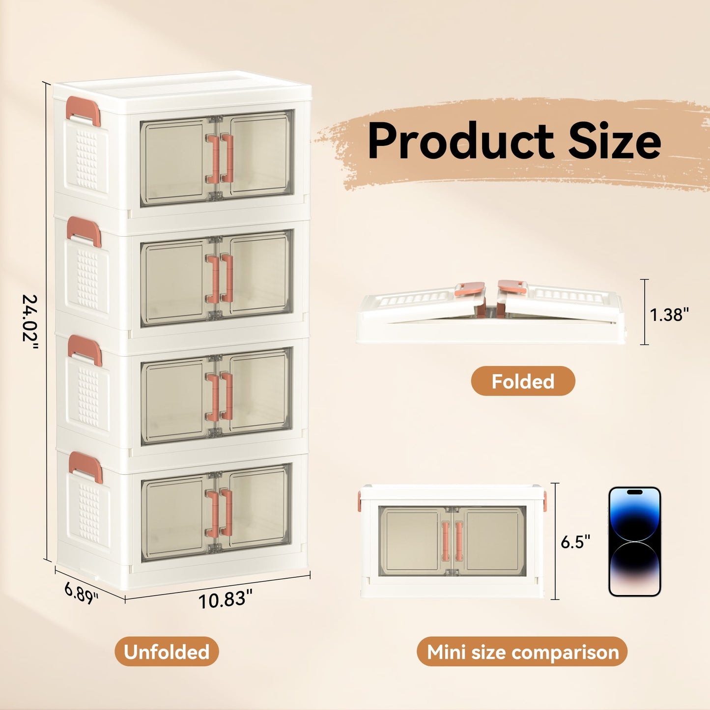 4-Pack Stackable Storage Bins with Clear Doors and Lids - 4-Tier Organizer for Office, Home, or Classroom - Space-Saving and Durable Desktop Storage Solution