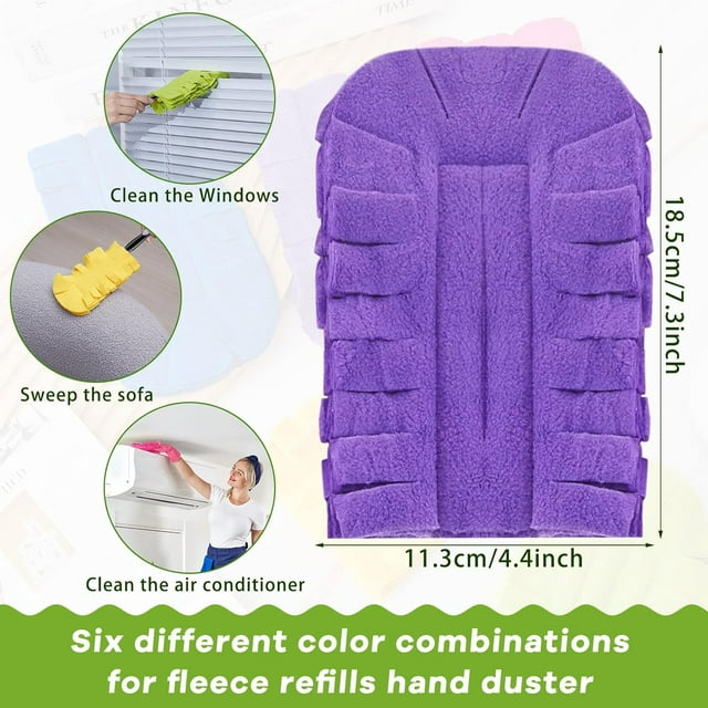 Clnez 12PCS Reusable Duster Refills Compatible with SwifferDuster- Washable Pads for Ceiling Fans, Hardwoods, Windows, Kitchen Floors (Rainbow)