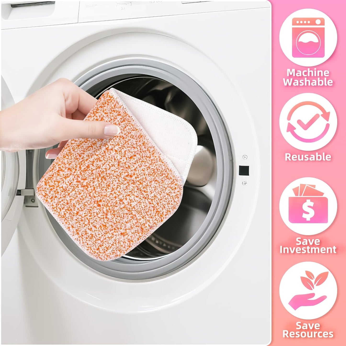 6 Pack Power Scrubbing Reusable Mop Pads for WetJet – Washable Microfiber Wet & Dry Mop Refills for 10”–12” Spray Mops – Deep Cleaning Pads for Hardwood, Tile & More