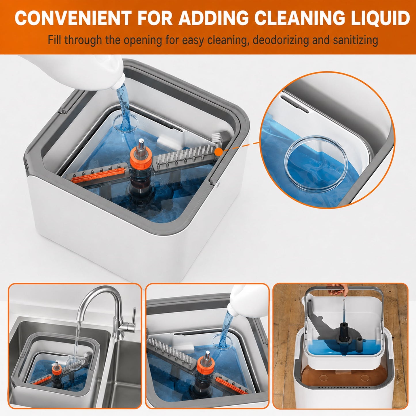 Mop and Bucket Set, Easy-to-use Spin Mop with Separate Dirty Water System, Deep-Cleaning Mops for Floors, Versatile Mops for Walls