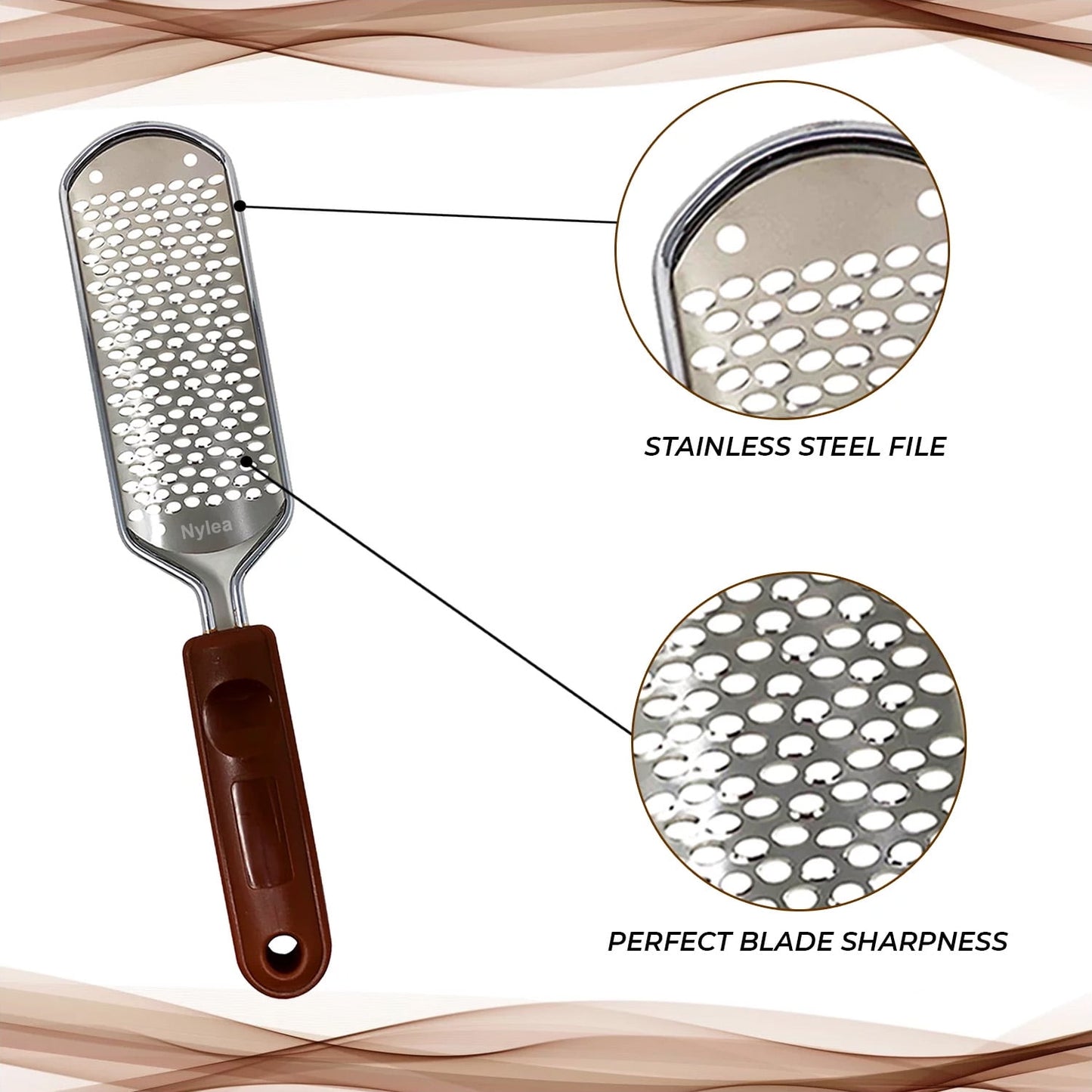 Nylea Foot File Callus Remover, Premium Foot Rasp to Remove Hard Skin on Both Wet/Dry Feet. Professional Stainless Steel Files Remover Feet Scrubber