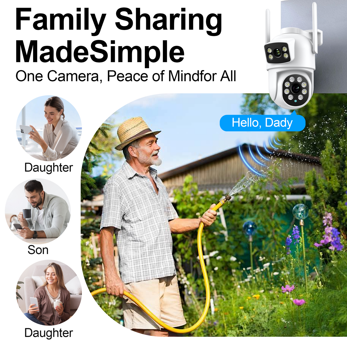 2Pack 4K Indoor/Outdoor Smart Security Camera, 2.4G&5G WiFi with Night Vision, Dual-Screen Display, 2-Way Talk, Human Detection, Motion Tracking, Cloud & SD Card