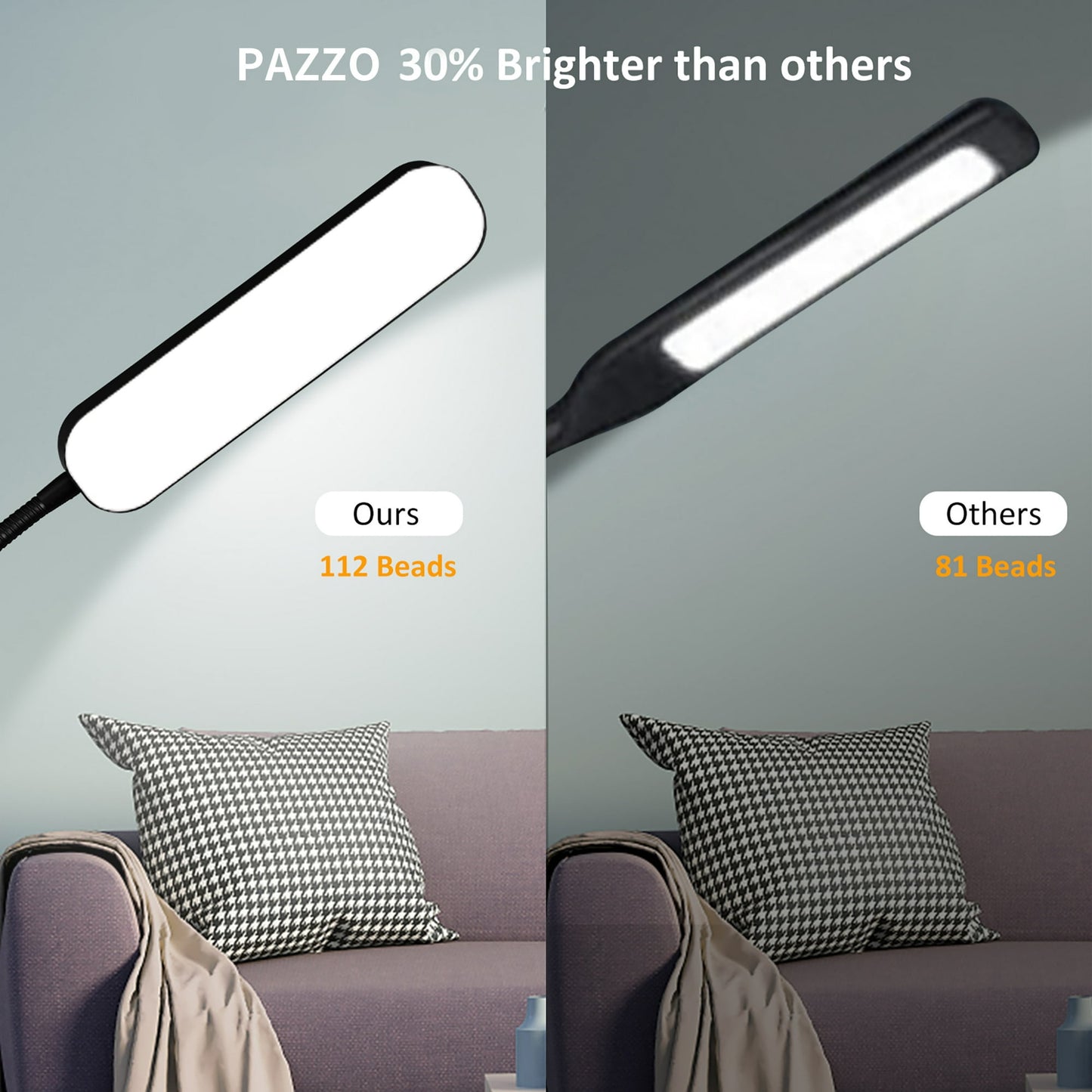 PAZZO Led Floor Lamp with 4 Color Temperature and Stepless Dimmer, Remote and Touch Control Floor Lamp, Adjustable Gooseneck Standing Lamp for Living Room
