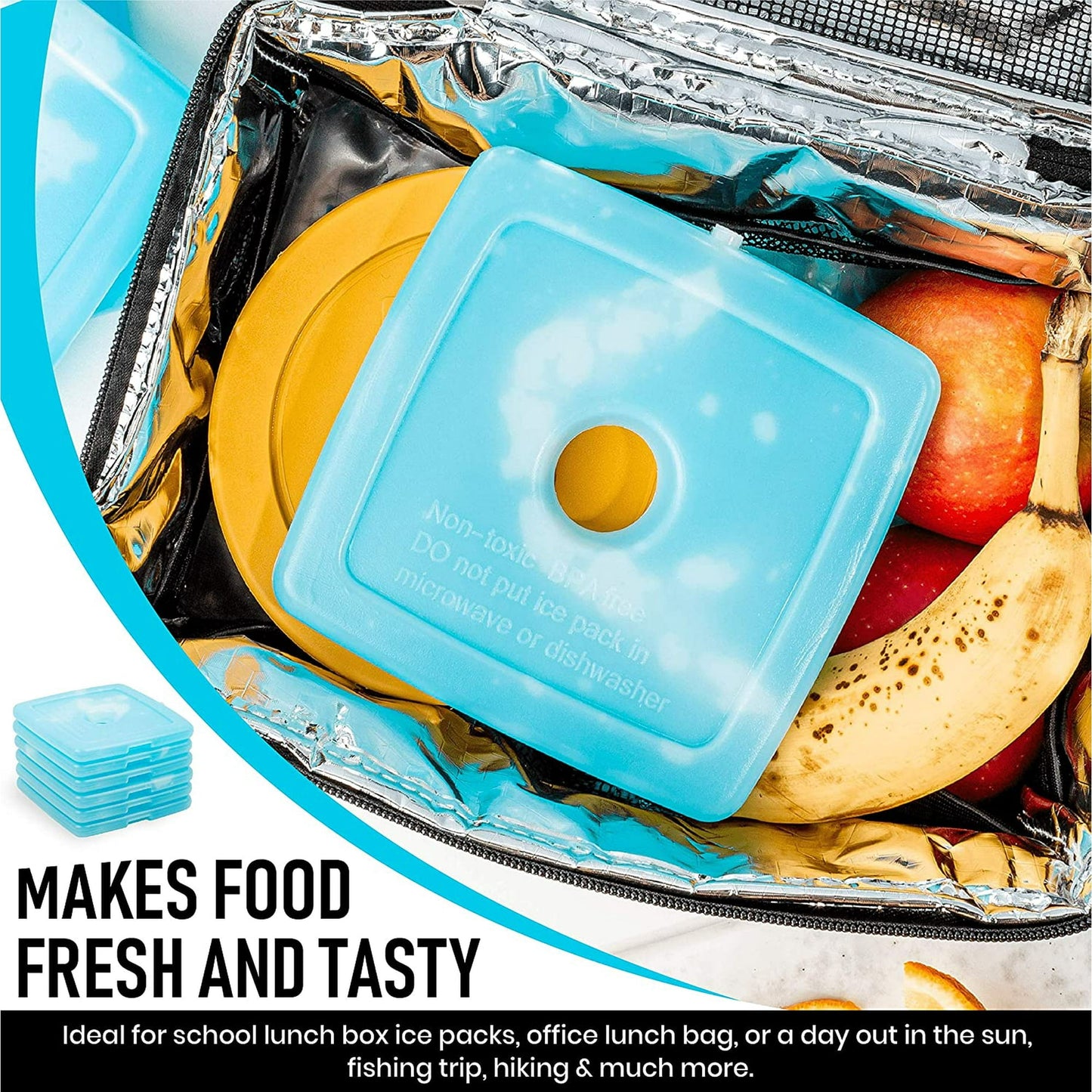 Staycool Dynamic Gear Bolsa de Hielo Reutilizable (Paquete de 6) para Lonchera: Bolsas Frías para Congelador Delgadas y Livianas para Refrigeradores, Loncheras y Camping/paquete de Hielo Reutilizable, Bolsas de Hielo para Loncheras（868478000409）