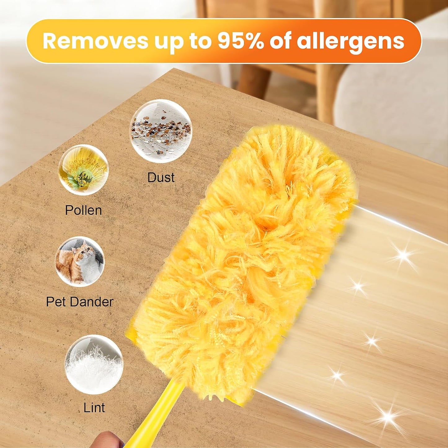 Clnez Duster Refills 360 for Swiffer 50 pcs & Handle & Extendable Handle*1 Disposable Feather Duster Multi Surface Refills