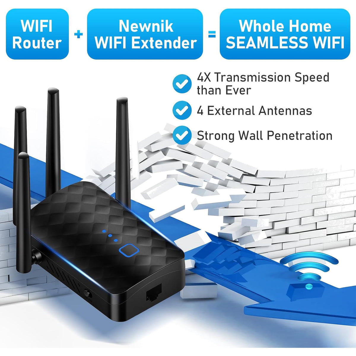 2024 WiFi Extender Signal Booster for Home, 1.2Gbps WiFi Booster, Dual Band 5GHz&2.4GHz, Covers Up to 10000 Sq.ft and 36 Devices, 1200Mbps Home Signal Booster