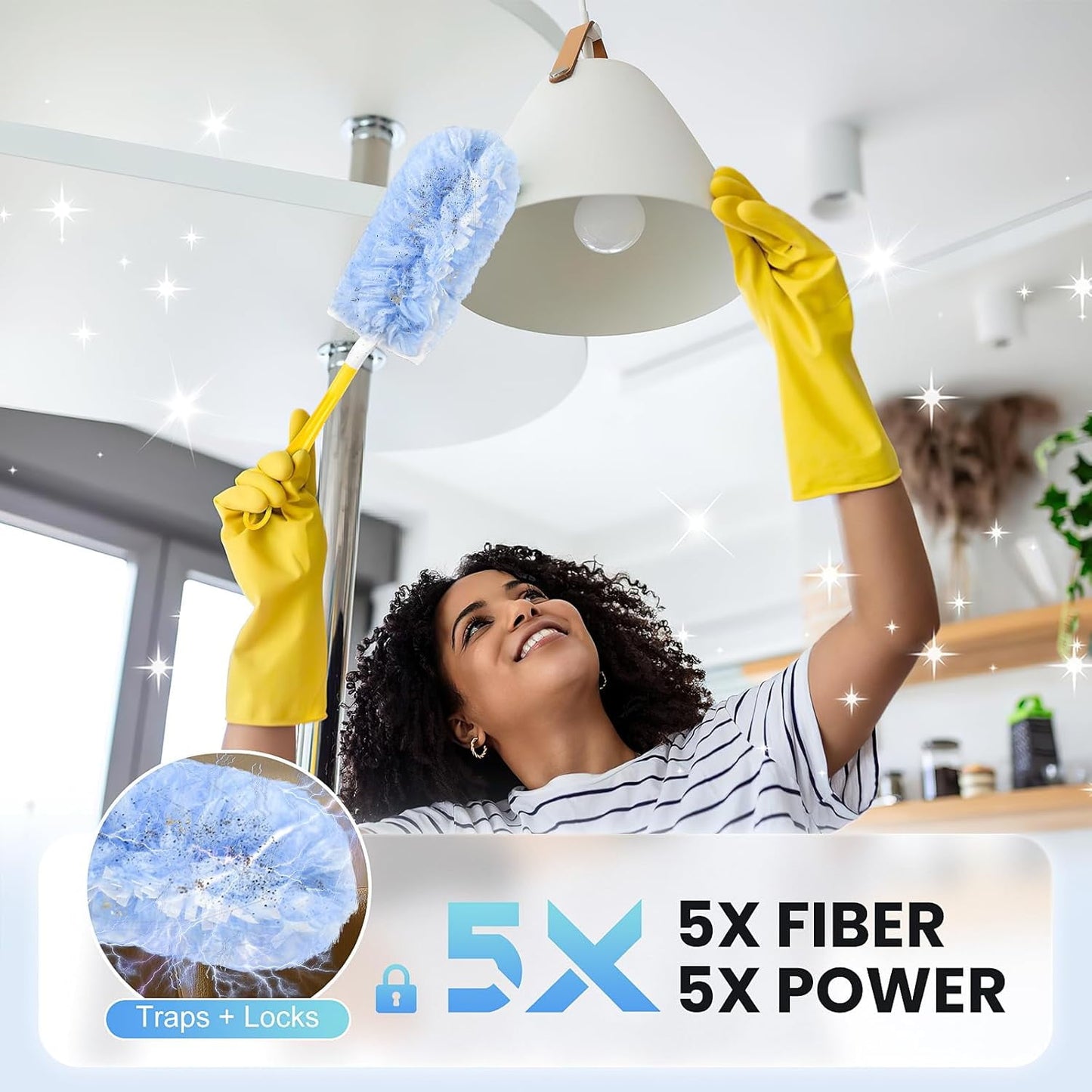 30 Count Heavy Duty Duster Compatible with Swiffer Duster, Disposable Microfiber Duster Refills with 1 Short Handle and 1 Extendable Handle