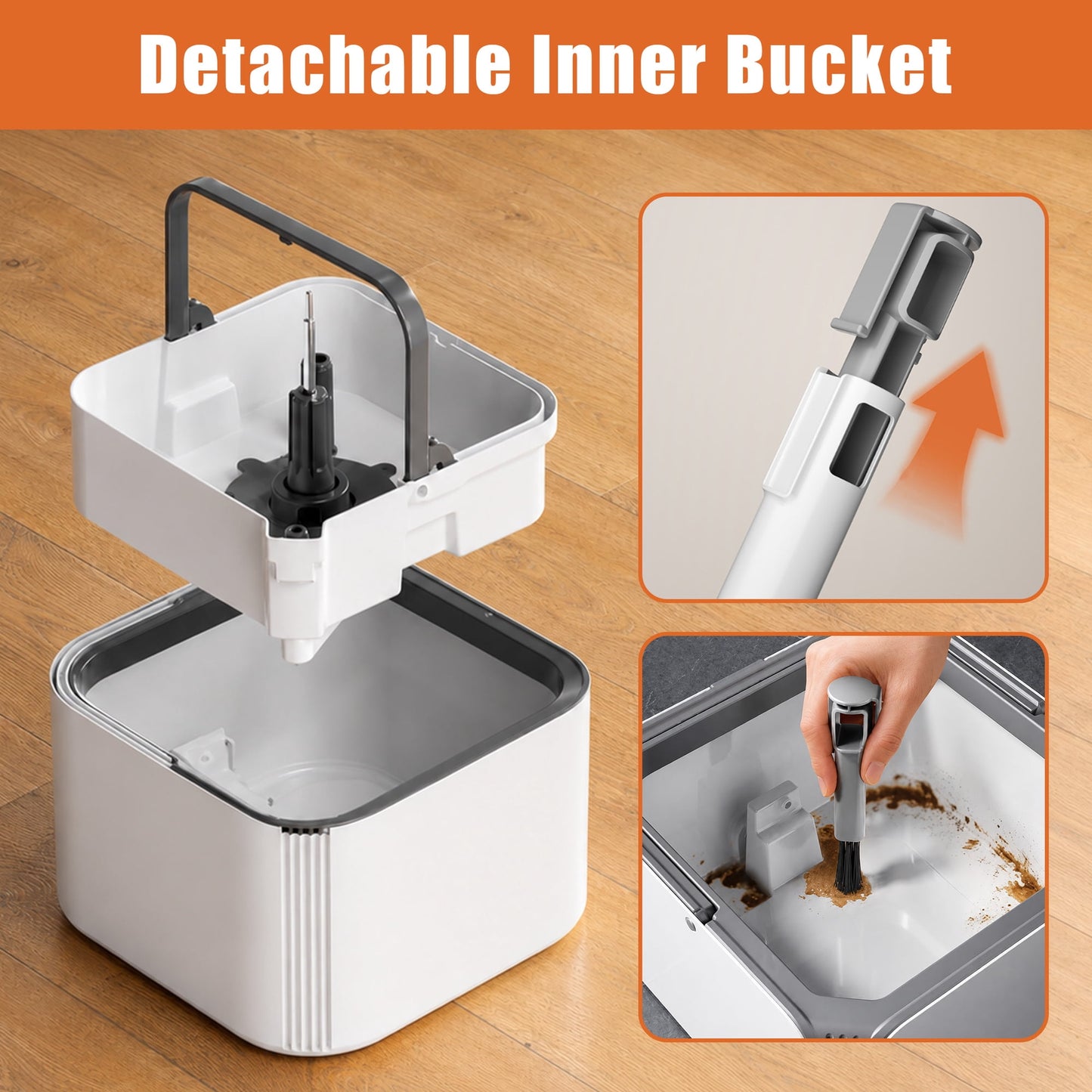 Mop and Bucket Set, Easy-to-use Spin Mop with Separate Dirty Water System, Deep-Cleaning Mops for Floors, Versatile Mops for Walls